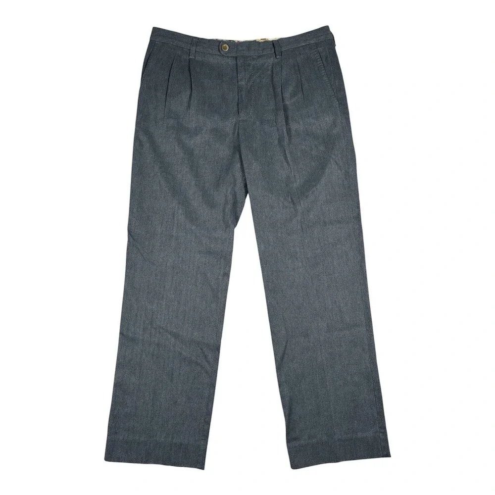 Tommy Bahama Men's 36 X 30 Gray Straight Leg Silk Cotton Pleated Chino Pants